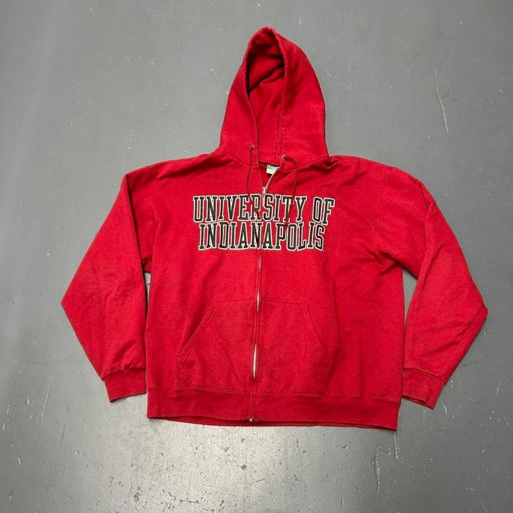 y2k University of Indianapolis big print spellout graphic college zip Up hoodie